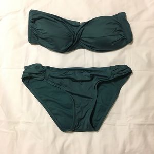 Teal strapless bikini